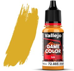 Жовтий (Yellow). Фарба акрилова напівпрозора "чорнило", 72085 Vallejo Game Color - Ink, 18 ml.