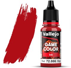 Червоний (Red). Фарба акрилова напівпрозора "чорнило", 72086 Vallejo Game Color - Ink, 18 ml.