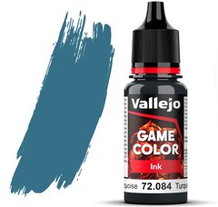 Темний бірюзовий (Dark Turquoise). Фарба акрилова напівпрозора "чорнило", 72084 Vallejo Game Color - Ink, 18 ml.