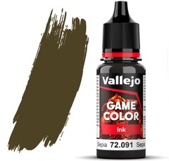 Сепія (Sepia). Фарба акрилова напівпрозора "чорнило", 72091 Vallejo Game Color - Ink, 18 ml.