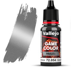 Темний збройний метал (Dark Gunmetal). Фарба акрилова з ефектом "металік", 72054 Vallejo Game Color - Metal, 18 ml.