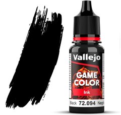 Чорний (Black). Фарба акрилова напівпрозора "чорнило", 72094 Vallejo Game Color - Ink, 18 ml.