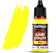 Флуоресцентний жовтий (Fluorescent Yellow). Фарба акрилова, 72103 Vallejo Game Color - Fluo, 18 ml.