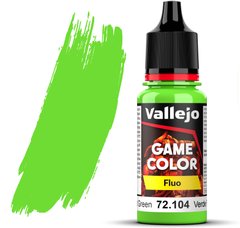 Флуоресцентний зелений (Fluorescent Green). Фарба акрилова, 72104 Vallejo Game Color - Fluo, 18 ml.