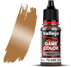 Латунь (Brassy Brass). Фарба акрилова з ефектом "металік", 72058 Vallejo Game Color - Metal, 18 ml.